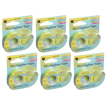 Lee Products Removable Highlighter Tape, Yellow, PK6 13975